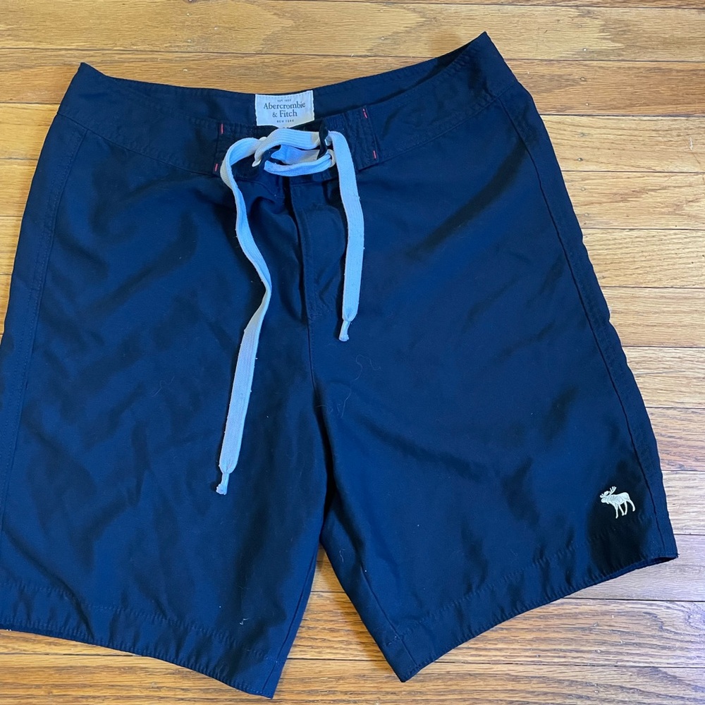 Abercrombie & Fitch Black Board Shorts with Adjustable Drawstring